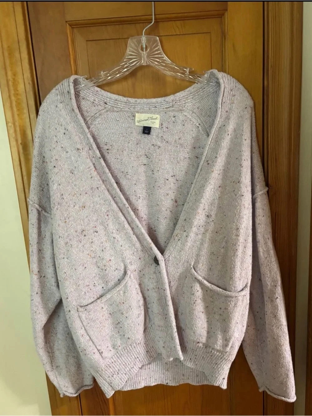 Universal Thread Lilac Speckled V-Neck Pocket Cardigan